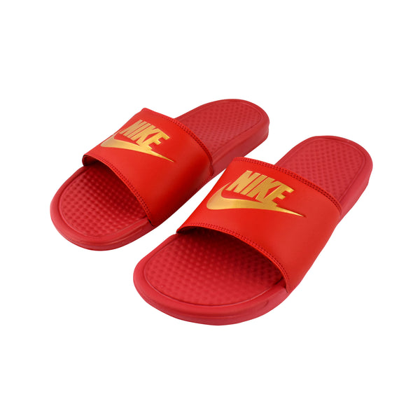 Burgundy gold 2025 nike slides